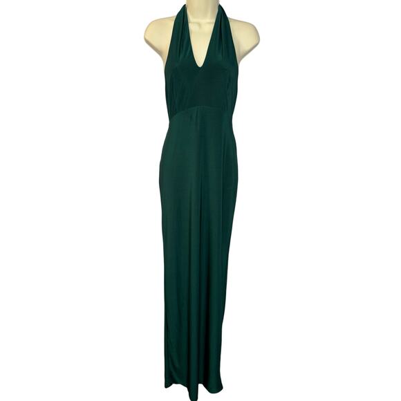Club L London Bottle Green Maternity Halterneck Maxi Dress Stretch Green Sz 4 - Picture 1 of 15